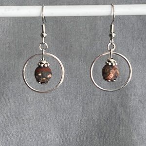 21016 Leopard Skin Jasper Matte Earrings